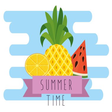 kurdele ile karpuz ve limon ile tropikal ananas