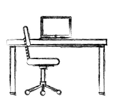 ofis çalışma masası ve dizüstü sahne ile