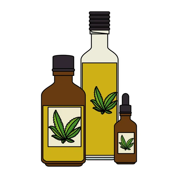Bottles with cannabis extract products — Stock Vector