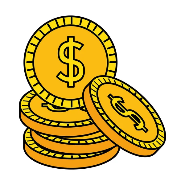 Münzen Bargeld Dollar Symbol — Stockvektor
