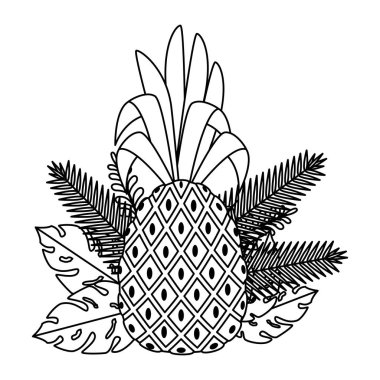 tropikal ananas ve yapraklı bitkiler ile yaz çerçevesi