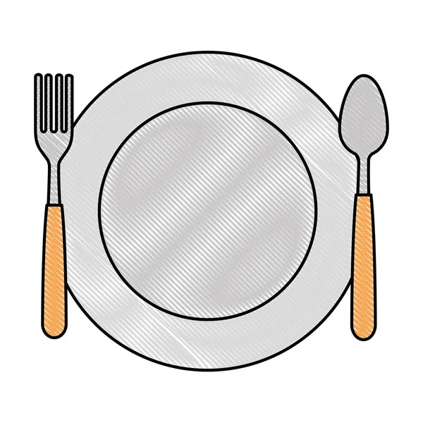 Plat avec fourchette et cuillère — Image vectorielle