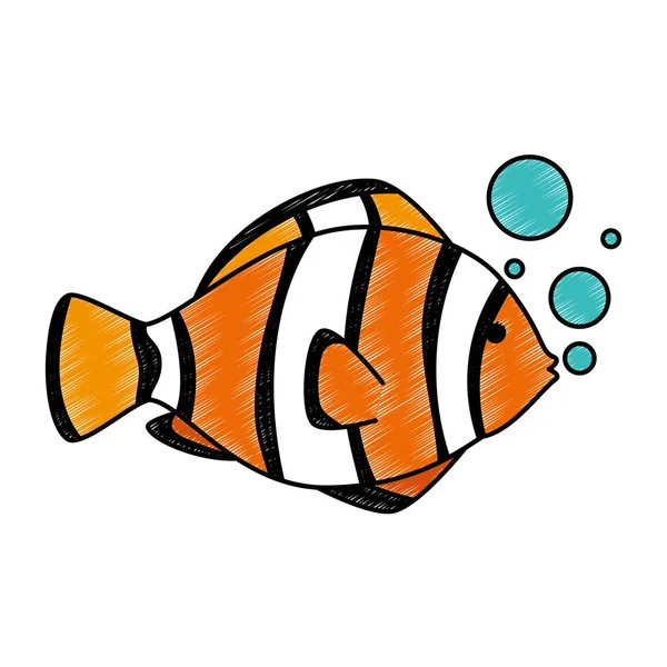Мила декоративна риба з повітряними бульбашками — стоковий вектор