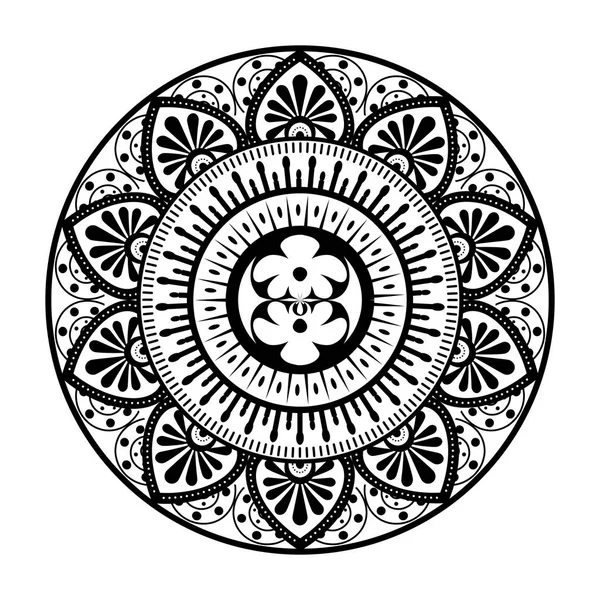 Monochromes und kreisförmiges Mandala — Stockvektor