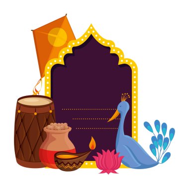 set simgeleri ile hindistan kutlama davet kartı