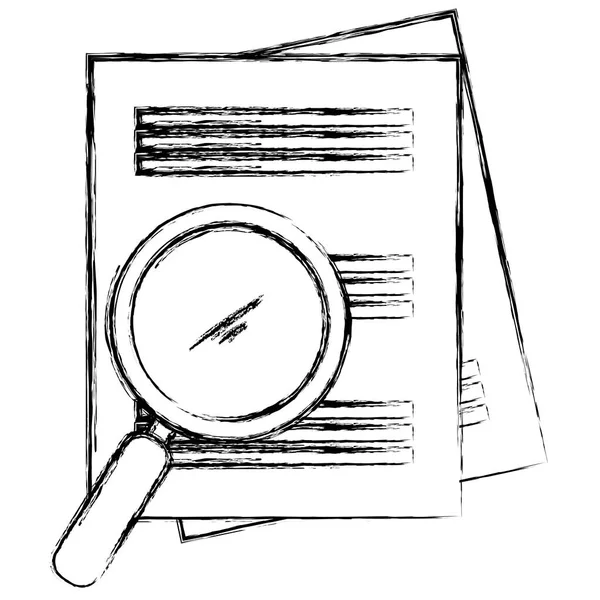 Loupe avec documents — Image vectorielle