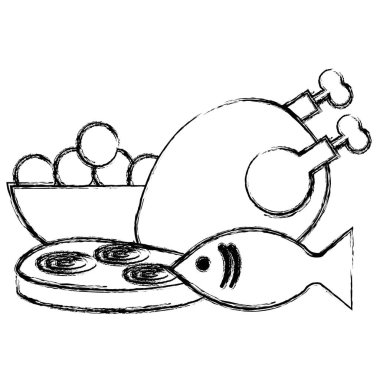 Balık ve jambon ile lezzetli tavuk eti