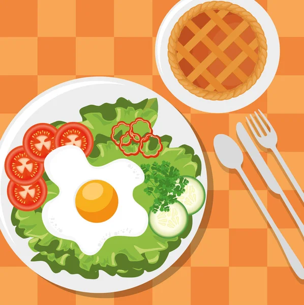 早餐概念与fesh食品 — 图库矢量图片