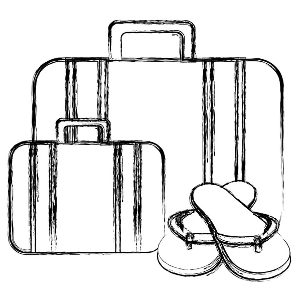 Suitcase travel with sandals — Stock Vector