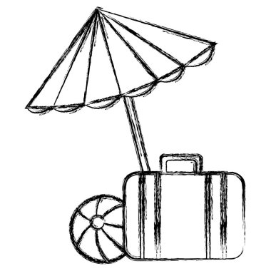 bavul ve balon ile şemsiye plaj