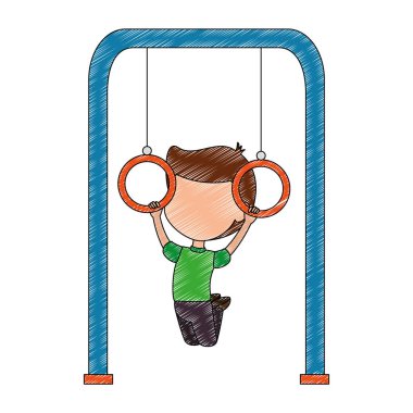 park oyun alanı halkaları asılı oynayan çocuk