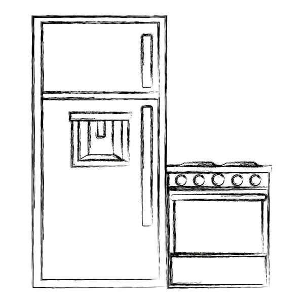 Buzdolabı ile mutfak fırını — Stok Vektör