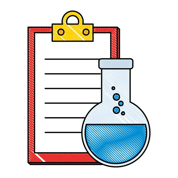 Matraz de ensayo de tubo de laboratorio y lista de comprobación — Vector de stock