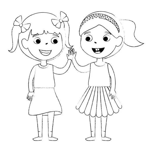 Små flickor vänner karaktärer — Stock vektor