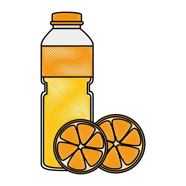 Juice fruit bottle with oranges — Stock Vector