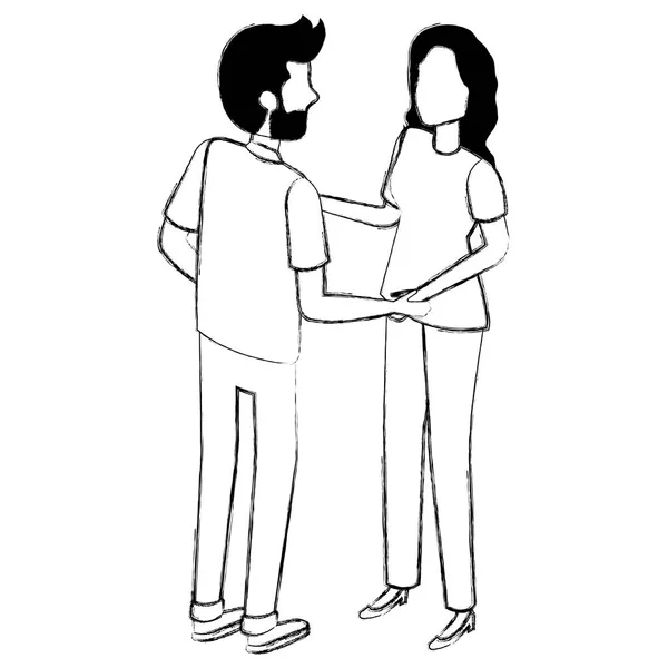 Couple étreint avatars personnages — Image vectorielle