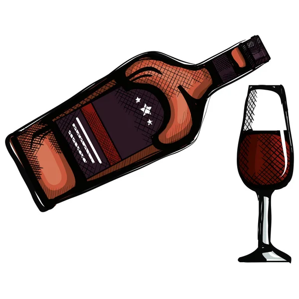 Bouteille de whisky avec tasse — Image vectorielle
