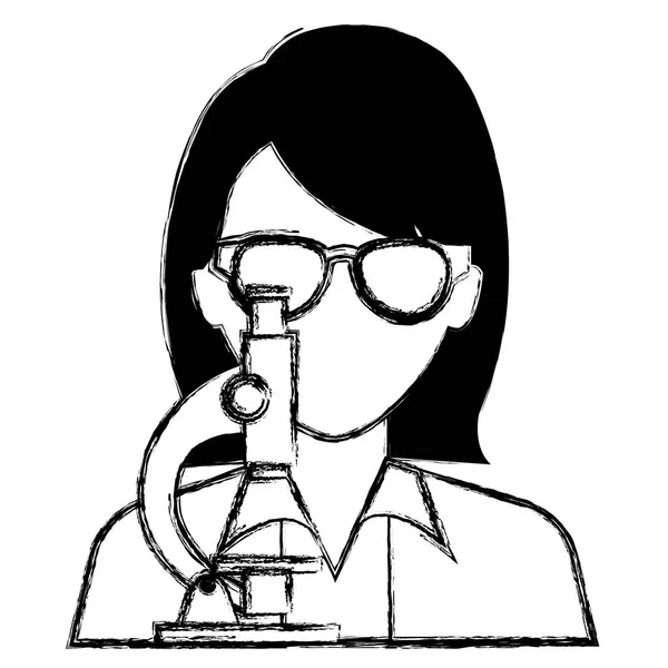 Doctor woman with microscope character — Stock Vector