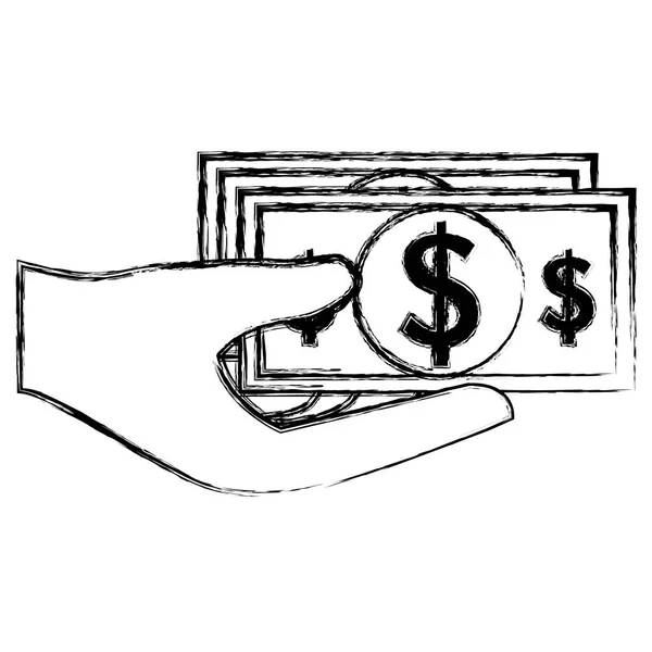 Hand with bills money — Stock Vector