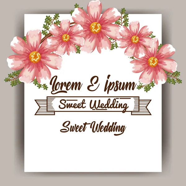 Hochzeits-Einladung mit Blumen — Stockvektor