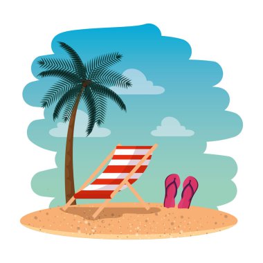 sandalye ve sandalet ile yaz plaj deniz manzarası