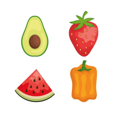 biber ile çilek ve karpuz ile avokado seti