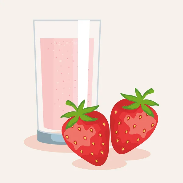 Fresas frescas frutas y jugos nutrición — Archivo Imágenes Vectoriales