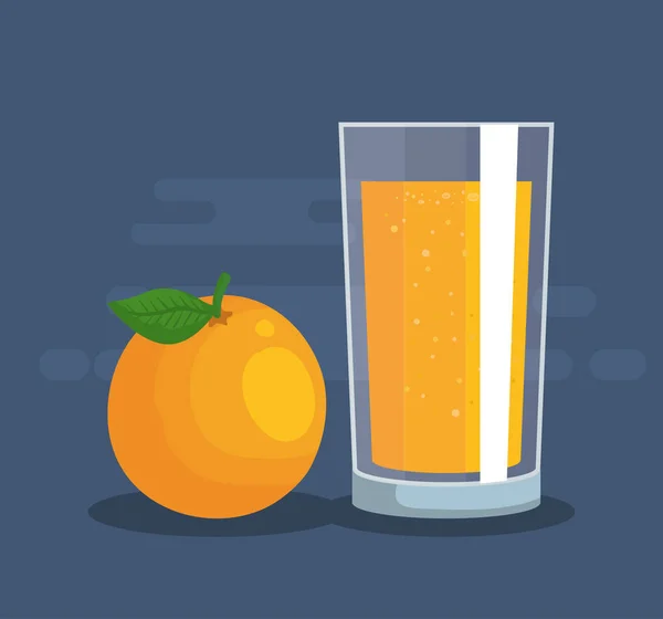 Φρέσκα φρούτα και χυμό πορτοκαλιού — Διανυσματικό Αρχείο