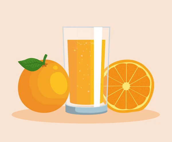 Fruto de laranja e suco nutrição orgânica — Vetor de Stock