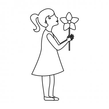 Beyaz arka plan üzerinde çiçek ile Kız