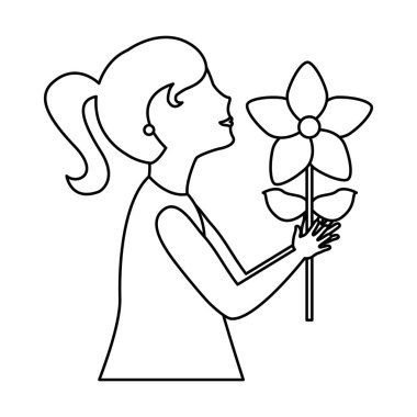 Beyaz arka plan üzerinde çiçek ile Kız