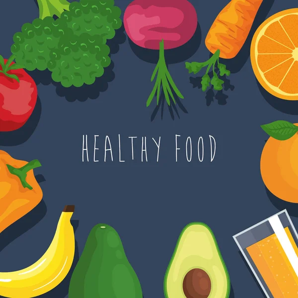 Vegetais frescos e frutas fundo nutrição orgânica — Vetor de Stock