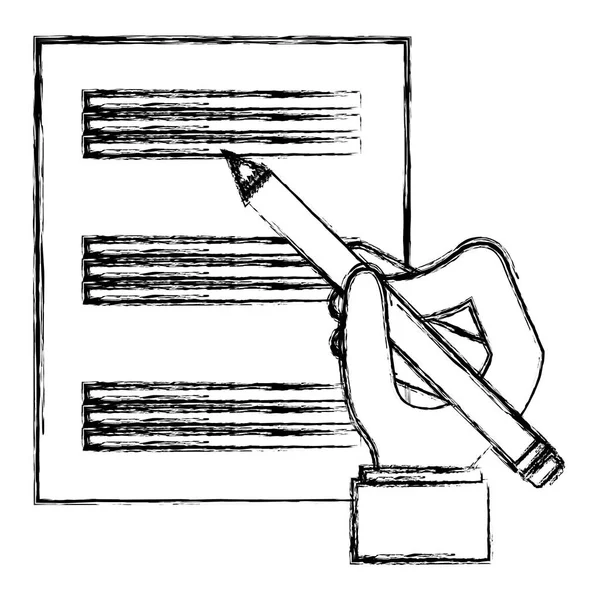 Scrittura a mano con matita in documenti cartacei — Vettoriale Stock