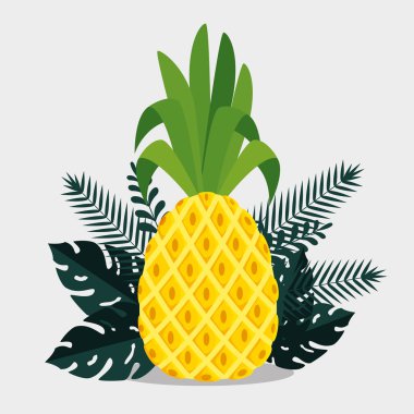 tropikal yaprakları bitkiler ile ananas meyve