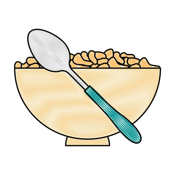 Plato de cereales con cuchara — Archivo Imágenes Vectoriales