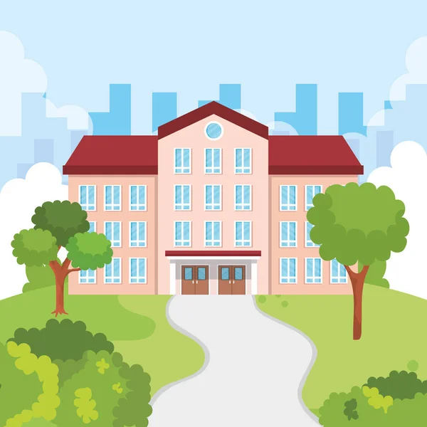 Bildungsschule mit Fenstern und Türen — Stockvektor