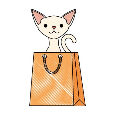 alışveriş çantası karakteri sevimli kedi maskotu