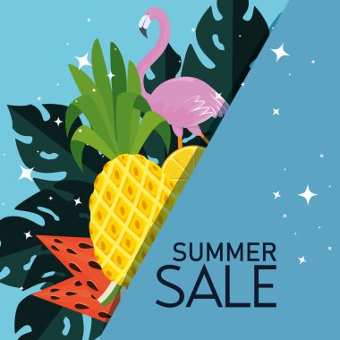 ananas ve limon yanıcı ve tropikal yaprakları ile