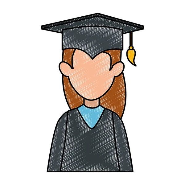 Γυναίκα μαθητής αποφοιτήσει avatar χαρακτήρων — Διανυσματικό Αρχείο