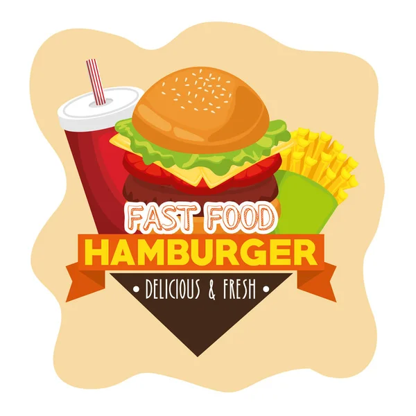 Delicioso hambúrguer combo vector ilustrador — Vetor de Stock