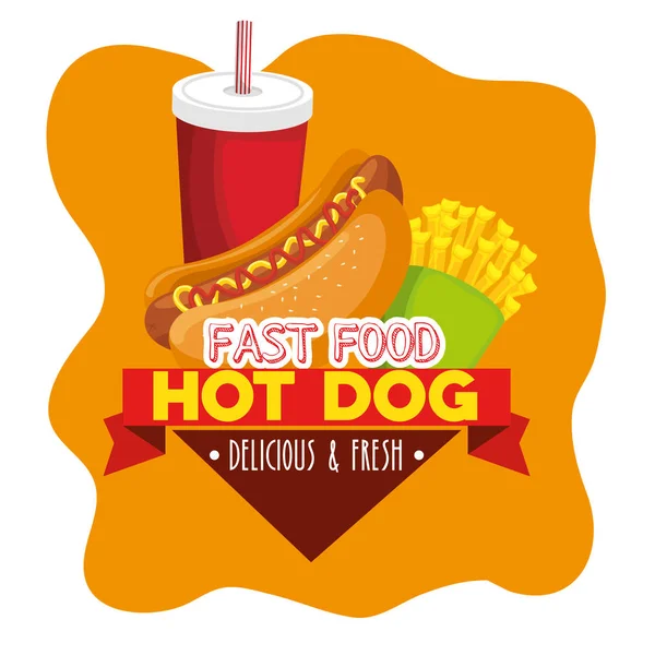 Hot dog combo simge tasarımı — Stok Vektör