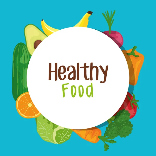 新鲜蔬菜和水果有机营养标签 — 图库矢量图片