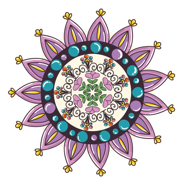 Mandala colorido y circular — Vector de stock