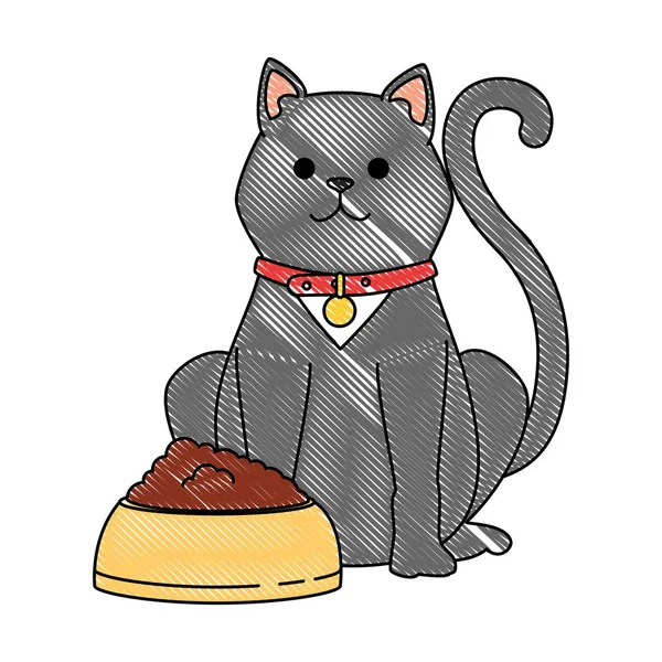 Mascote de gato bonito com caráter de comida prato — Vetor de Stock