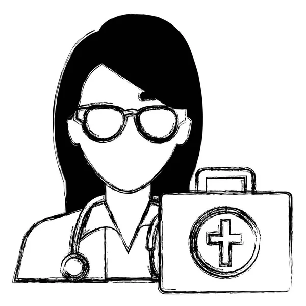 หมอผู้หญิงที่มีตัวละครชุดแพทย์ — ภาพเวกเตอร์สต็อก