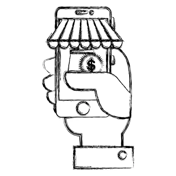 Commerce électronique avec smartphone — Image vectorielle