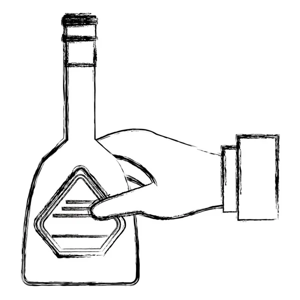 Mano con botella de whisky bebida — Archivo Imágenes Vectoriales