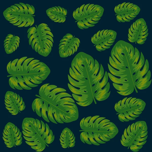 Exotische Blätter Pflanzen Muster — Stockvektor