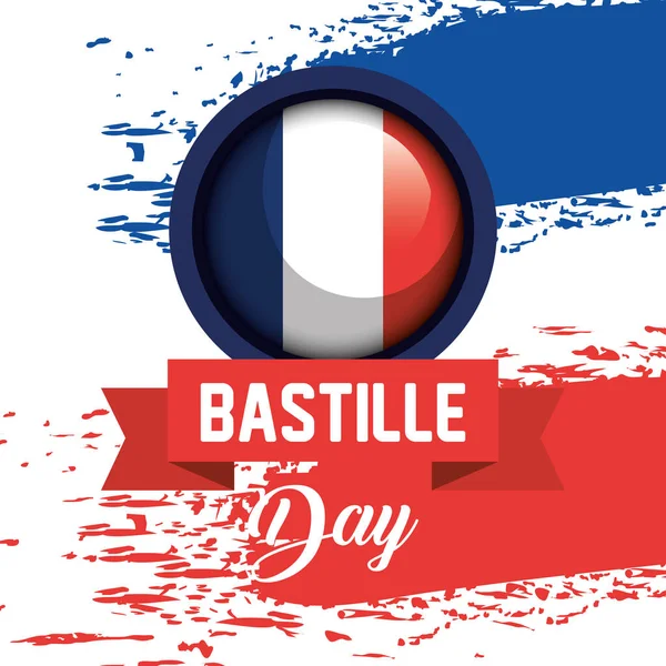 Γαλλία σημαία με κορδέλα στον εορτασμό της Βαστίλη — Διανυσματικό Αρχείο