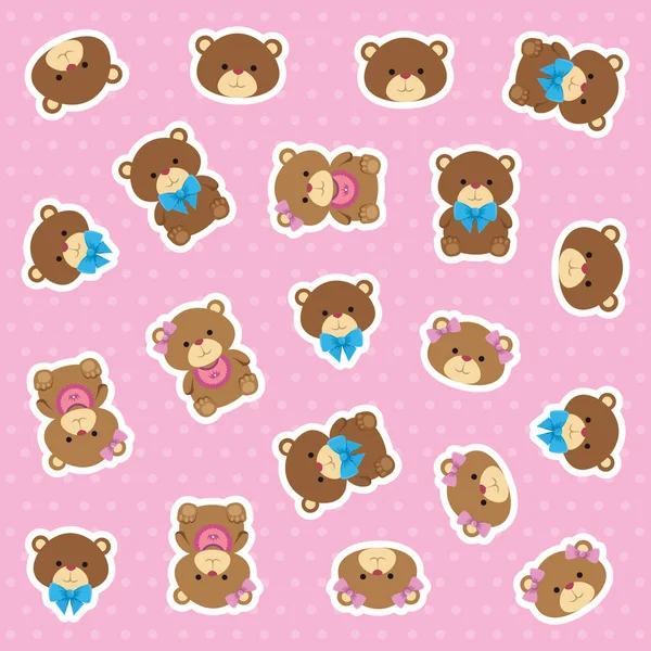 Cutte kleine Bären Teddys Paar Muster — Stockvektor